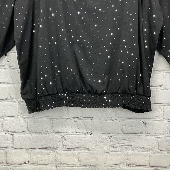 C.D. Daniels Plus Size Top Women's 3x Black Sequin Embellished Pullover Smocked - Picture 4 of 5